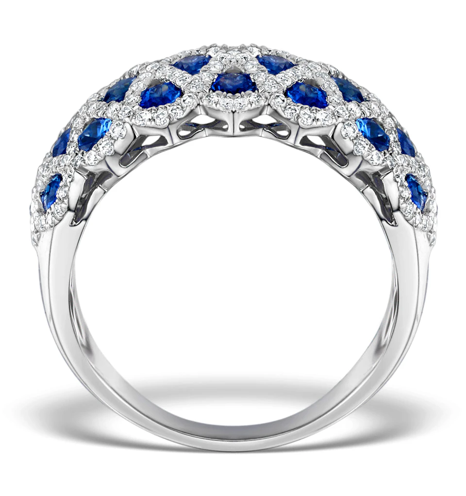 Sapphire 1.36CT and Diamond Lattice Ring in 18K White Gold - N4539Y