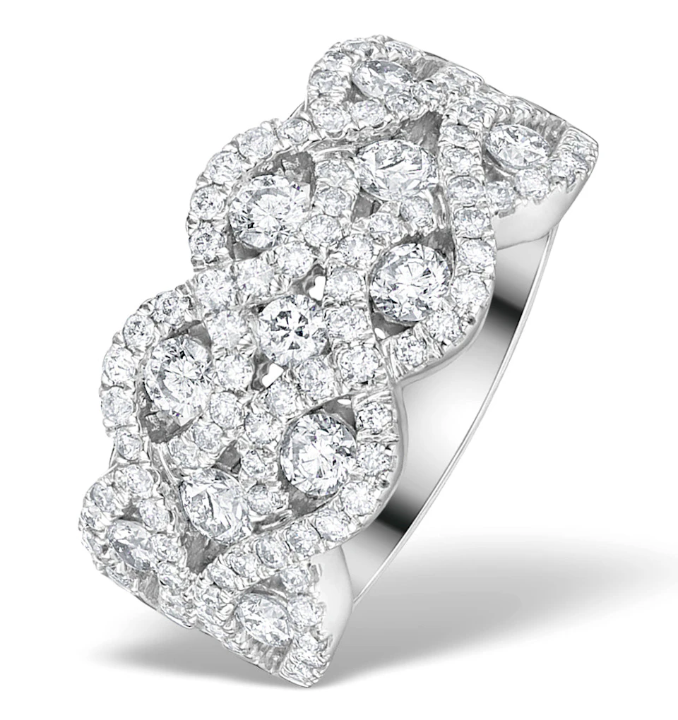 Diamond Weave 18K White Gold Ring 1.20CT H/Si - N4542Y