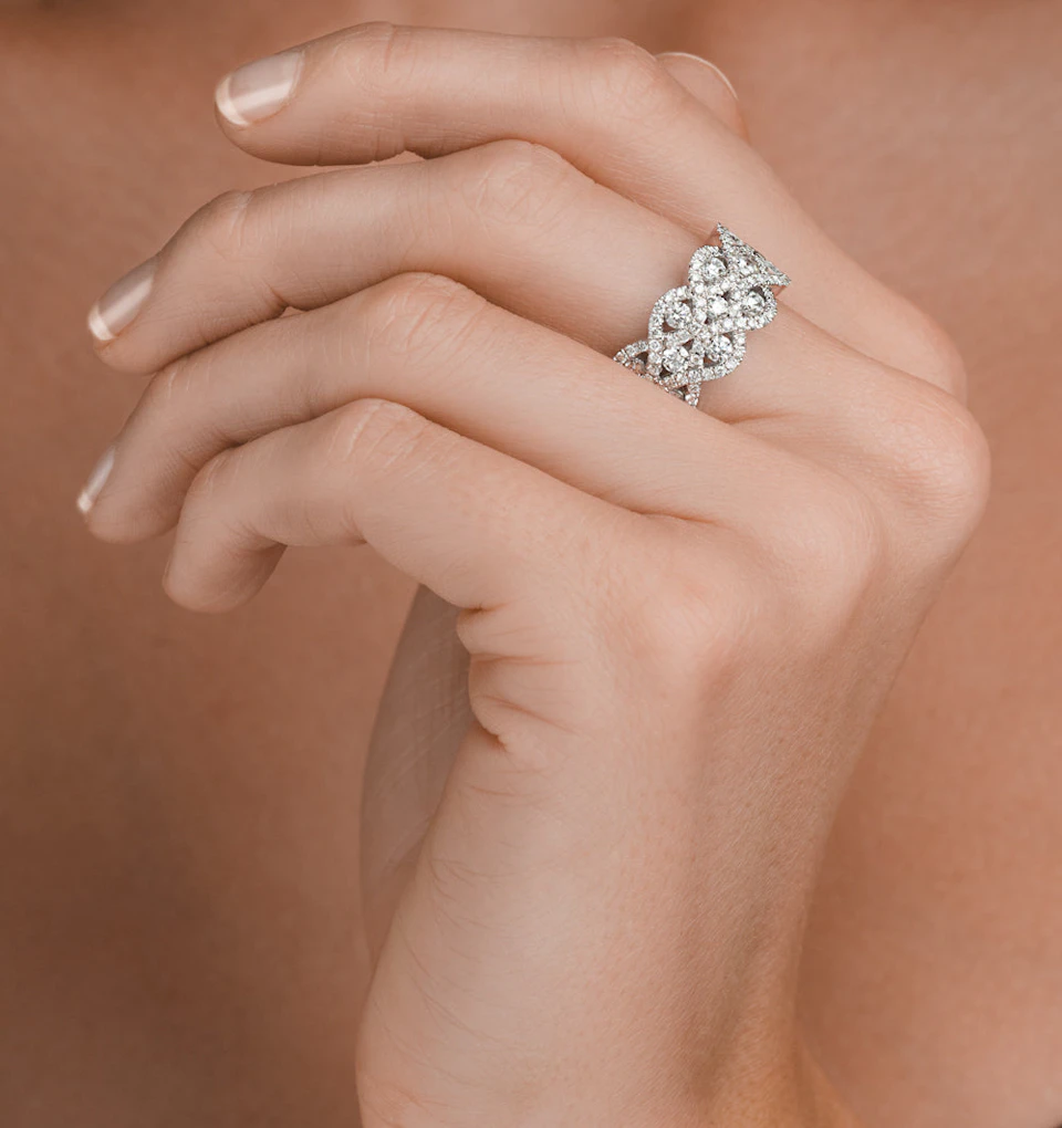 Diamond Weave 18K White Gold Ring 1.20CT H/Si - N4542Y