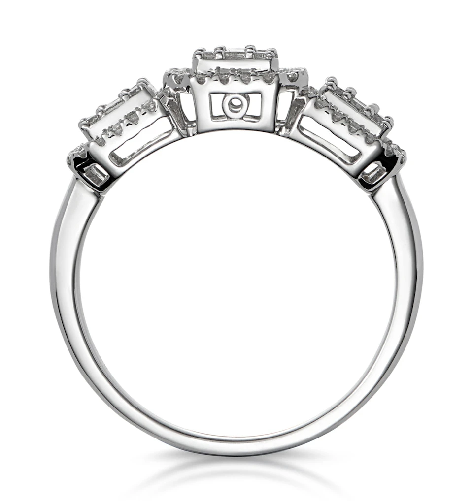 0.80ct Asteria Collection Diamond Baguette Ring in 18K White Gold