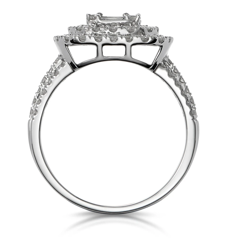 1.25ct Asteria Collection Double Halo Diamond Ring in 18K White Gold