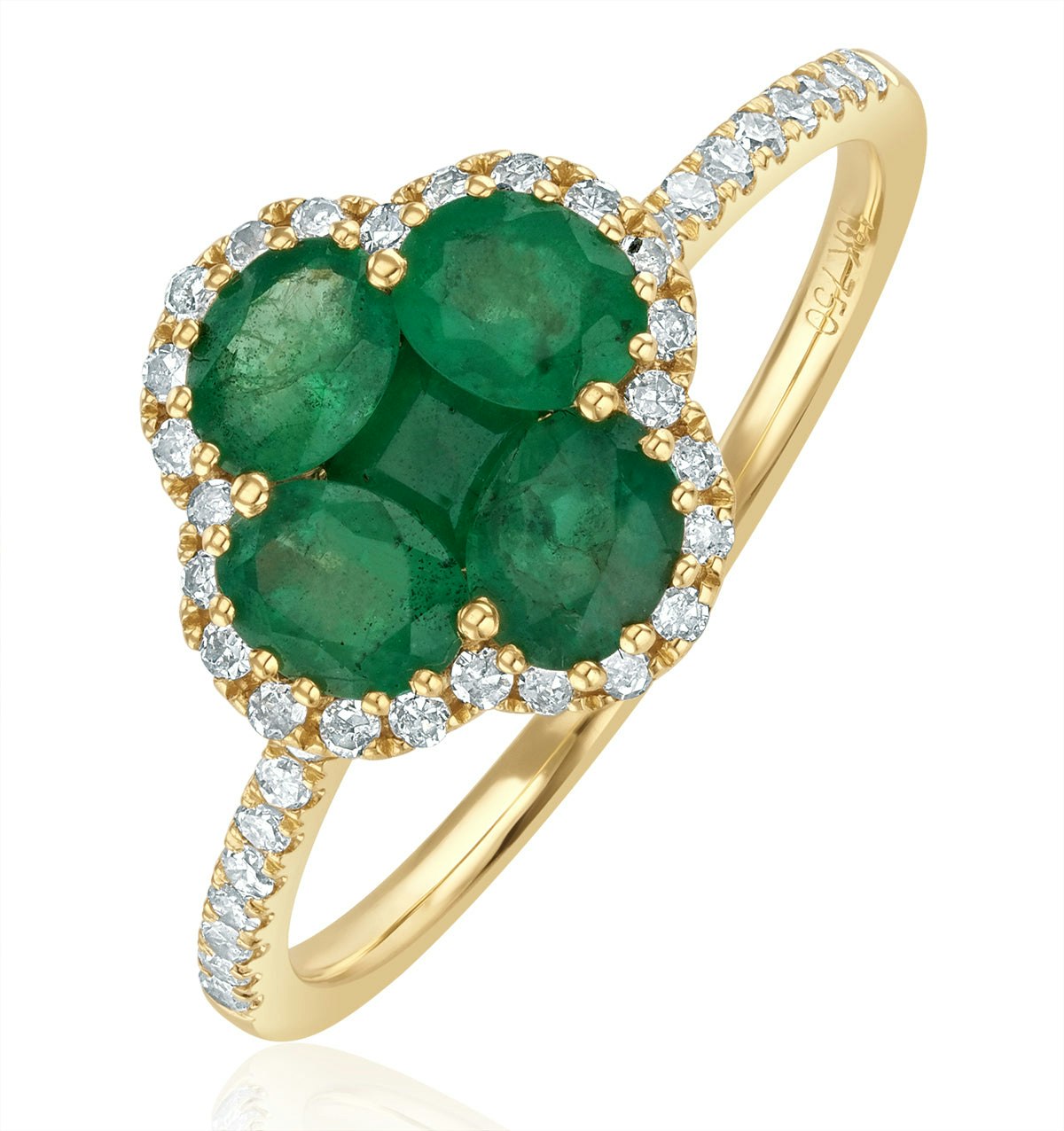 Emerald 1.06ct And Diamond 18K Yellow Gold Alegria Ring
