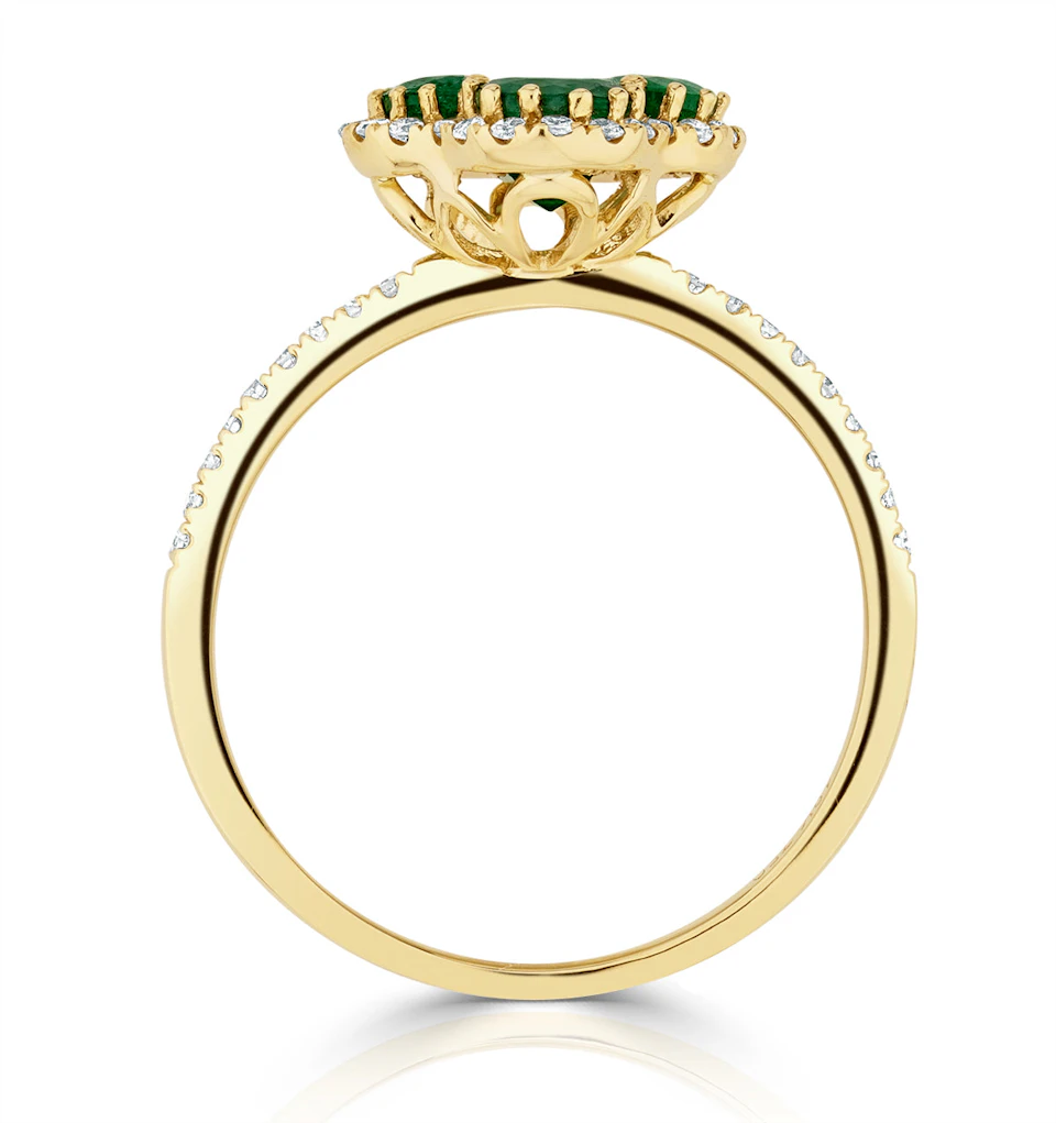 Alegria 1.06ct Emerald and Lab Diamond Ring in 9K Yellow Gold
