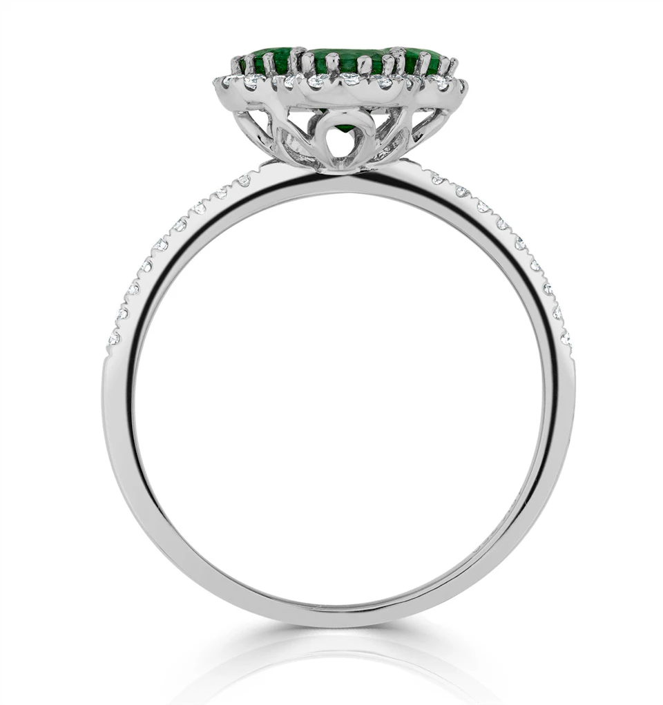 Emerald 1.06ct And Diamond 18K White Gold Alegria Ring