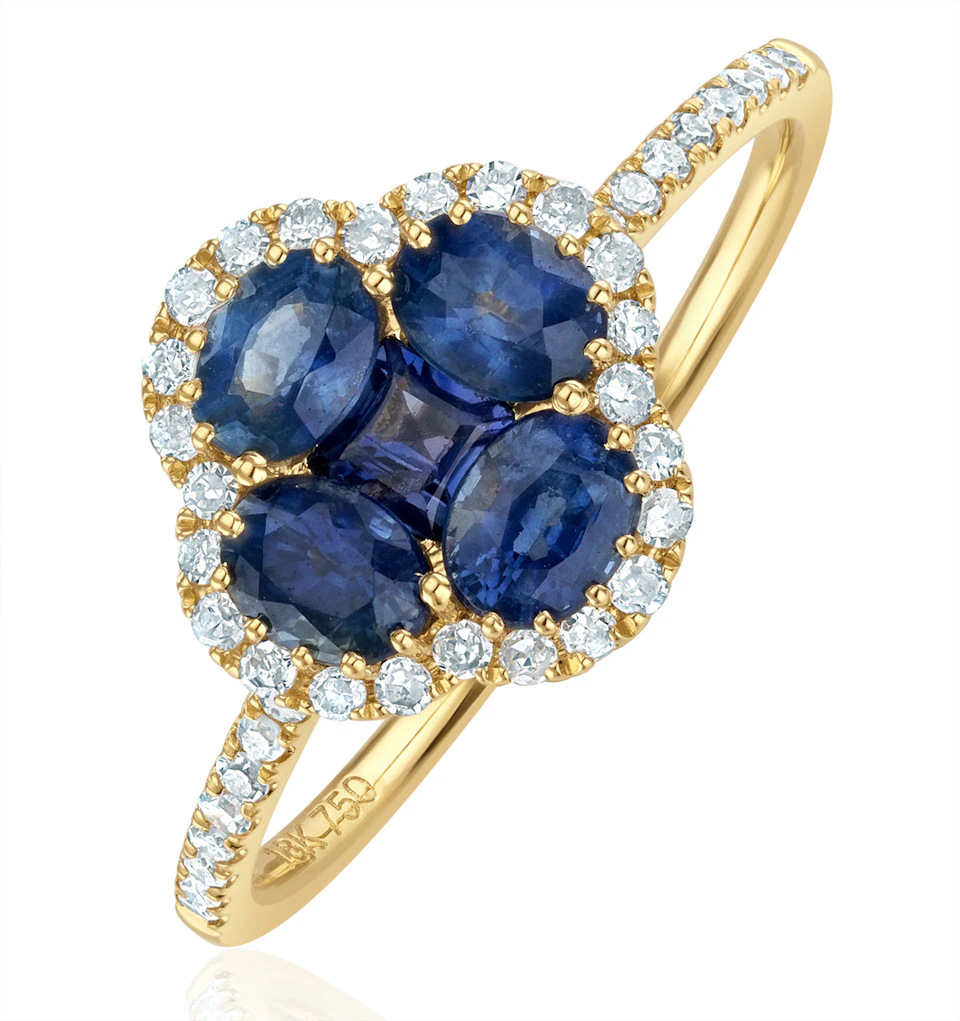 Alegria 1.31ct Sapphire and Lab Diamond Ring in 9K Yellow Gold