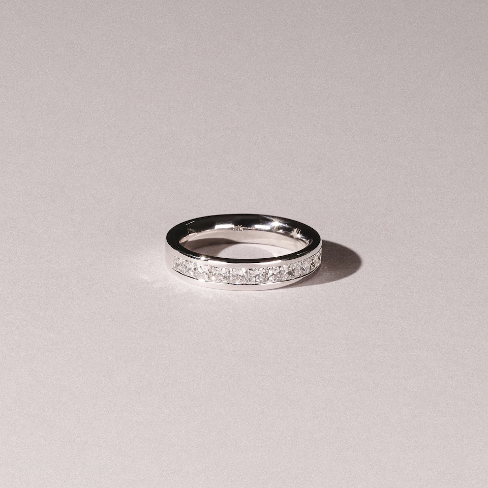 Eterna Lab Diamond Princess Cut Half Eternity Ring 1.00ct F/VS in 9K White Gold