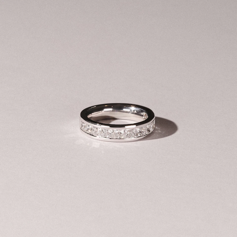 Eterna Lab Diamond Princess Cut Half Eternity Ring 2.00ct F/VS in 9K White Gold