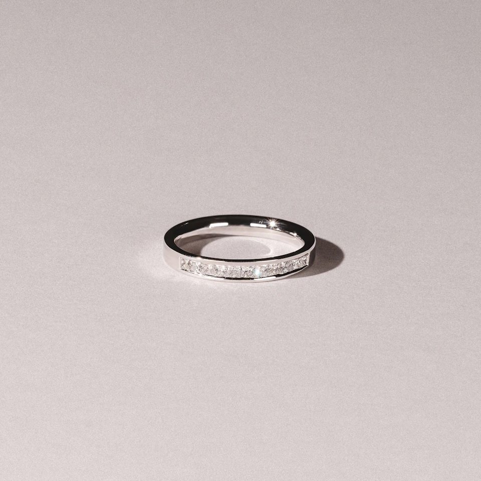 Eterna Lab Diamond Princess Cut Half Eternity Ring 0.50ct H/SI in 925 Silver