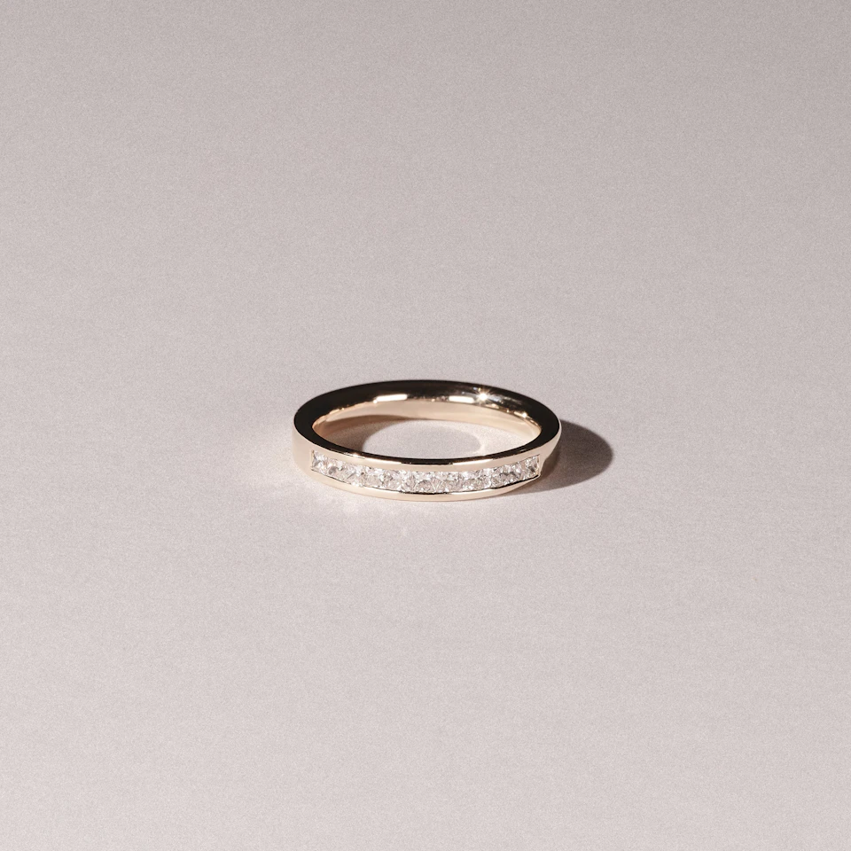 Eterna Lab Diamond Princess Cut Half Eternity Ring 0.50ct H/SI in 18K Gold Vermeil