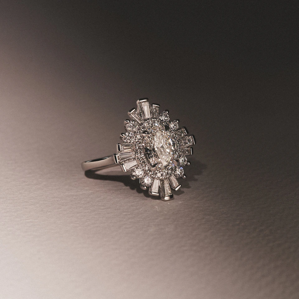 The Radiance Lab Diamond Ring 3.35ct H/SI Set in 18K White Gold