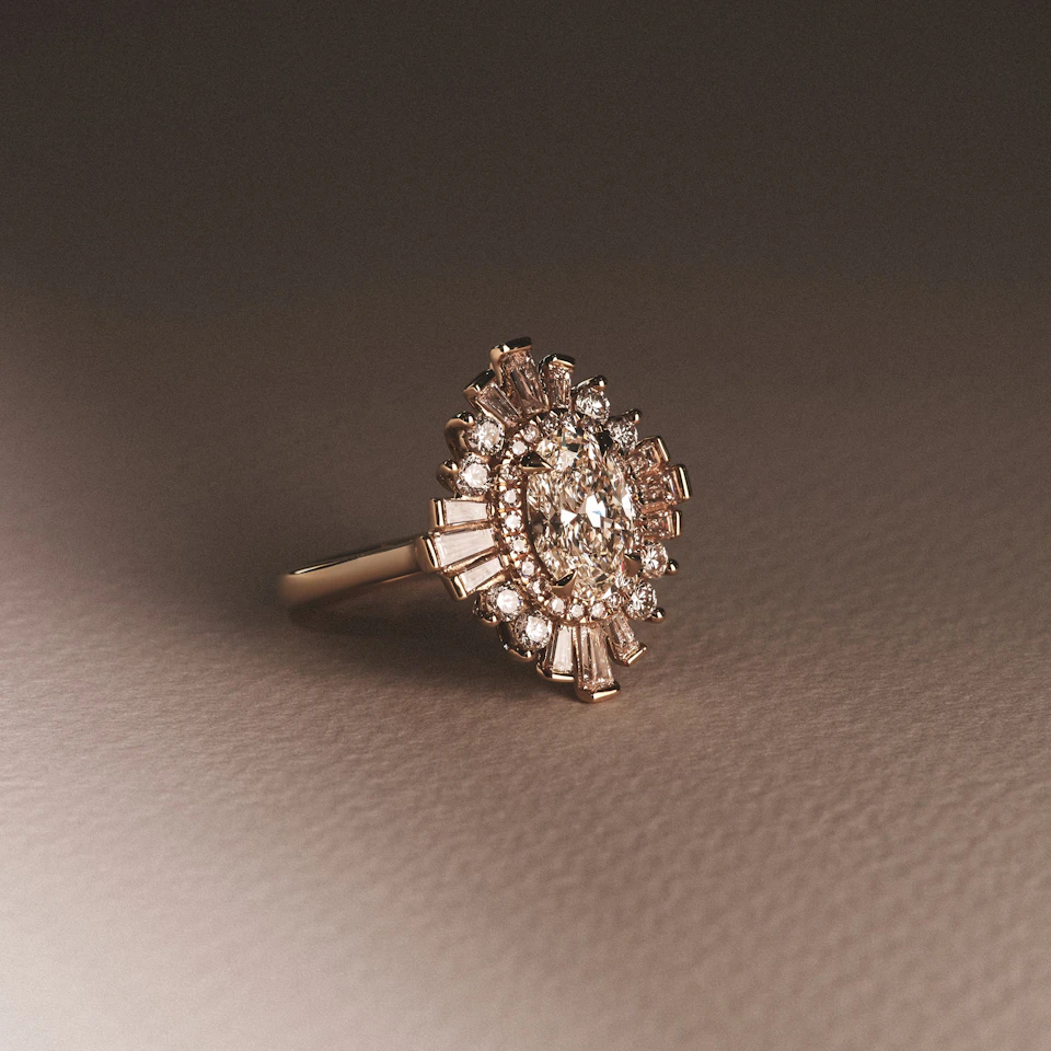The Radiance Lab Diamond Ring 3.35ct H/SI SetI in 18K Gold