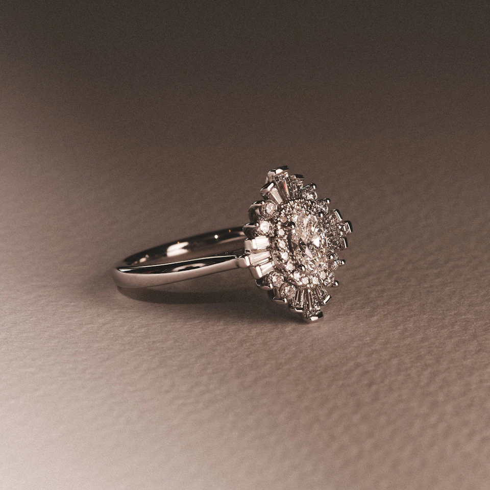 The Radiance Lab Diamond Ring 1.08ct H/SI Set in 9K White Gold