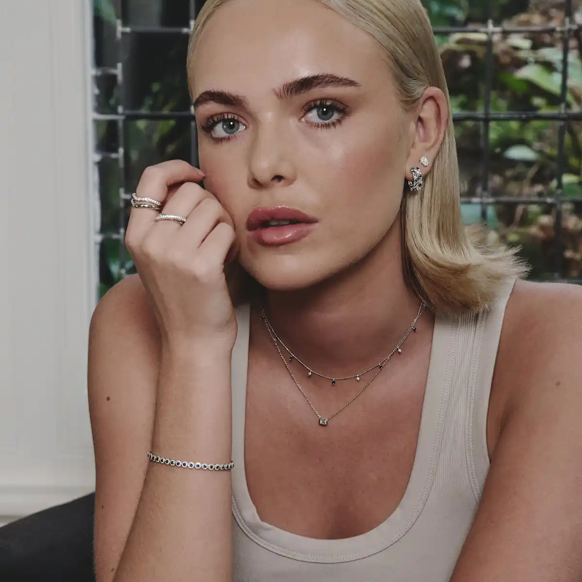 Lab Diamond Double Band Stacking Wave Ring 0.26ct in 925 Silver