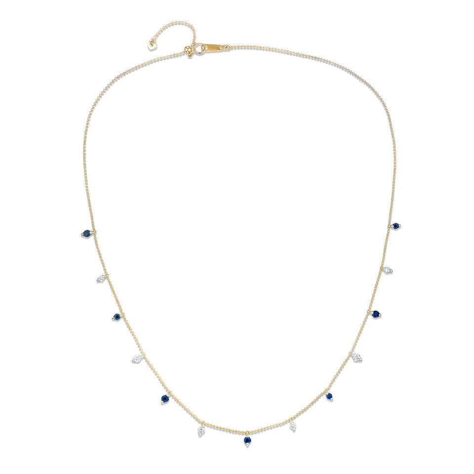 Vivara Lab Sapphire and Lab Diamond Necklace Set in 9K Yellow Gold