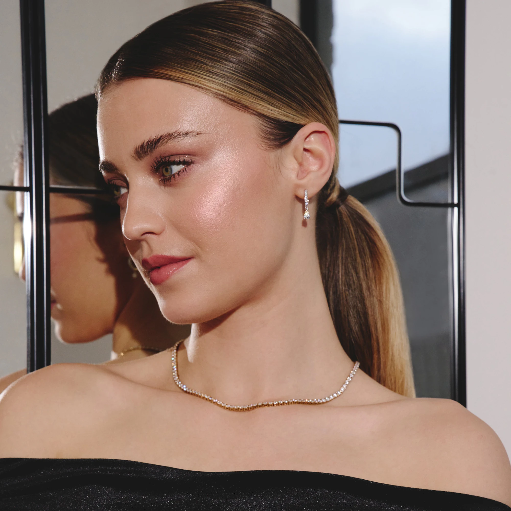 Stellato Hoop Drop Lab Diamond Earrings 1.00ct in 9K Gold