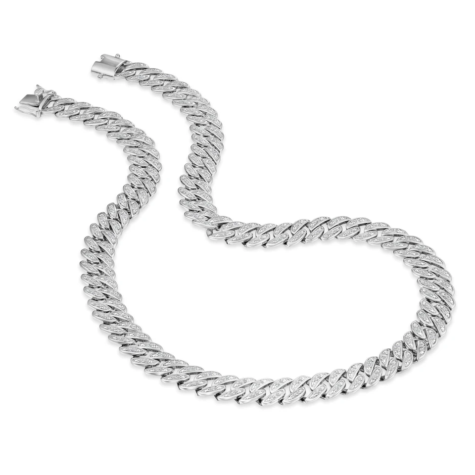 21 Inch Havana Cuban Lab Diamond Necklace 3.00ct Set in 925 Silver