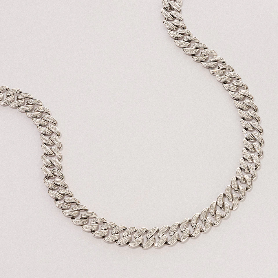 21 Inch Havana Cuban Lab Diamond Necklace 3.00ct Set in 925 Silver
