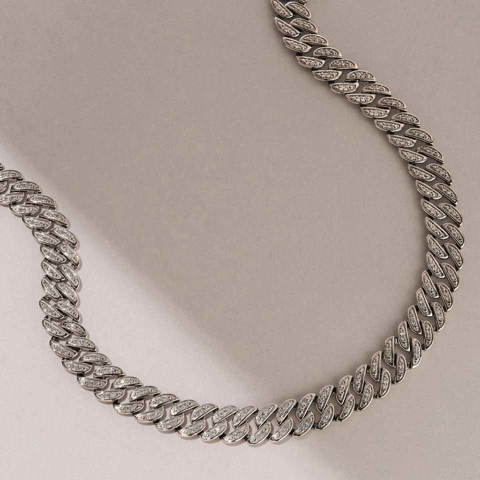 21 Inch Havana Cuban Lab Diamond Necklace 3.00ct Set in 925 Silver