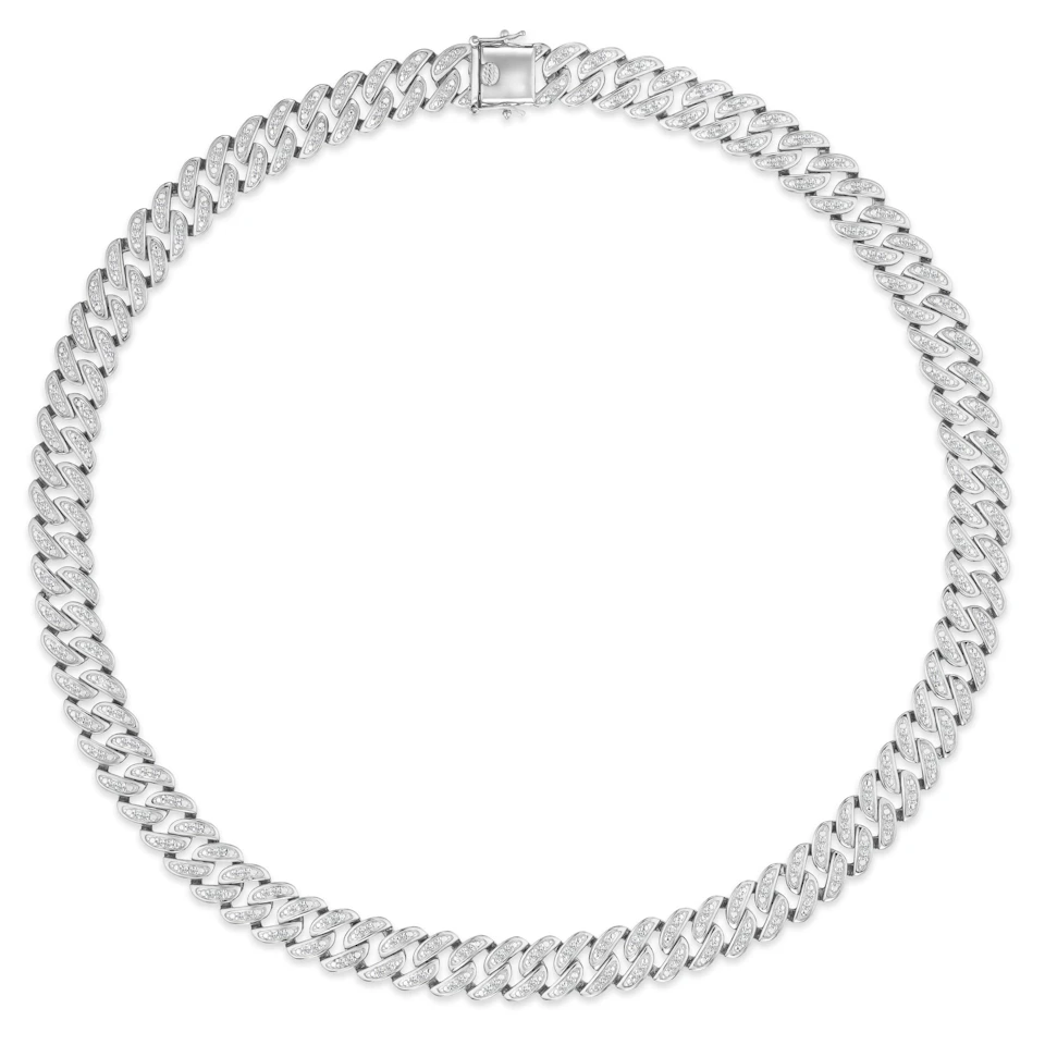 21 Inch Havana Cuban Lab Diamond Necklace 3.00ct Set in 925 Silver