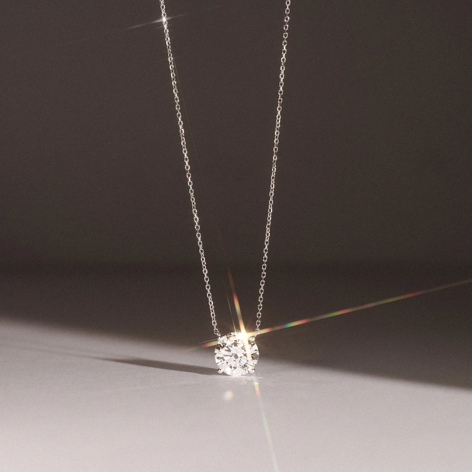 Wanderlust 3.00ct Floating Round Cut Lab Diamond Necklaces in 9K White Gold