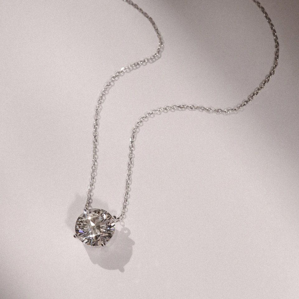 Wanderlust 3.00ct Floating Round Cut Lab Diamond Necklaces in 9K White Gold