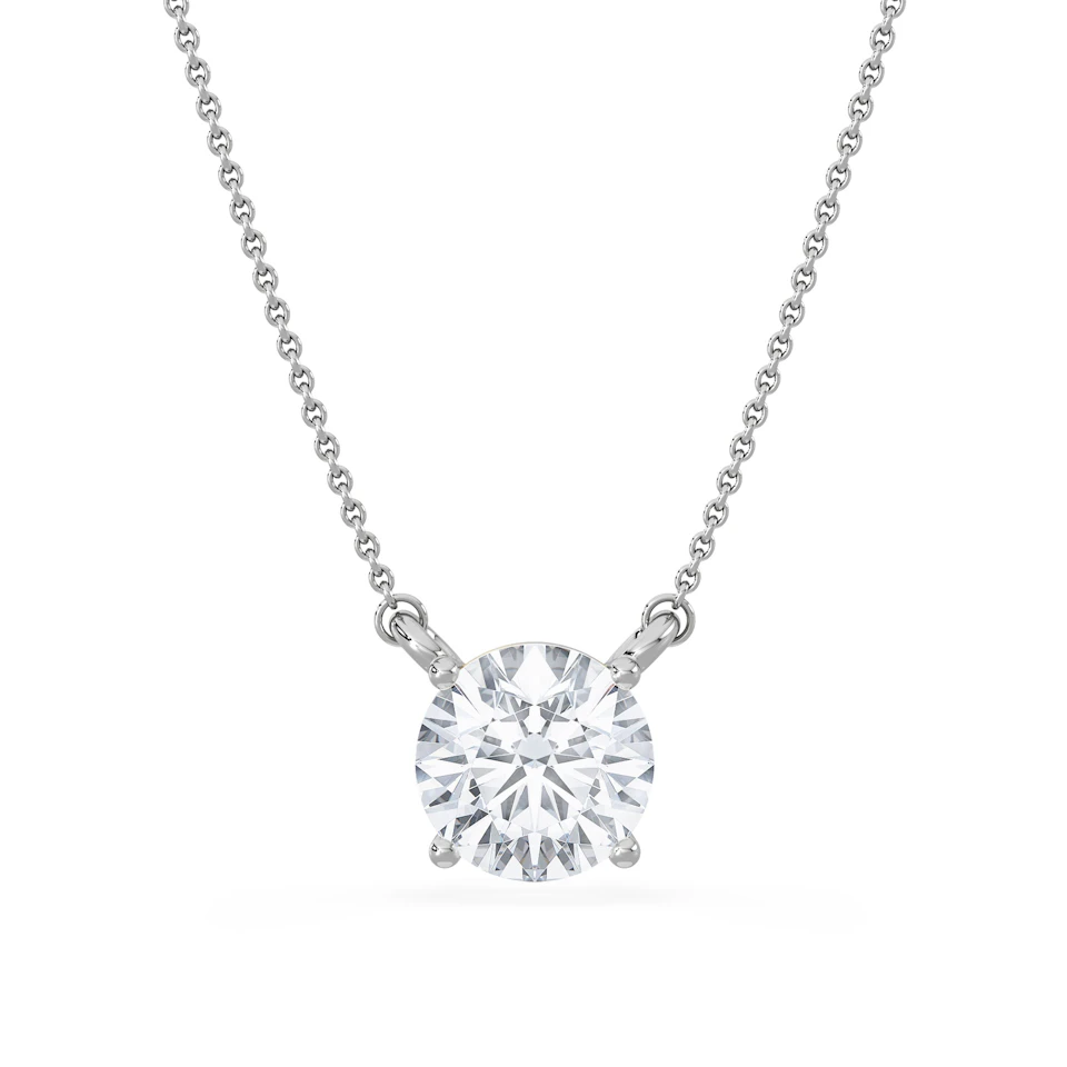 Wanderlust 3.00ct Floating Round Cut Lab Diamond Necklaces in 9K White Gold