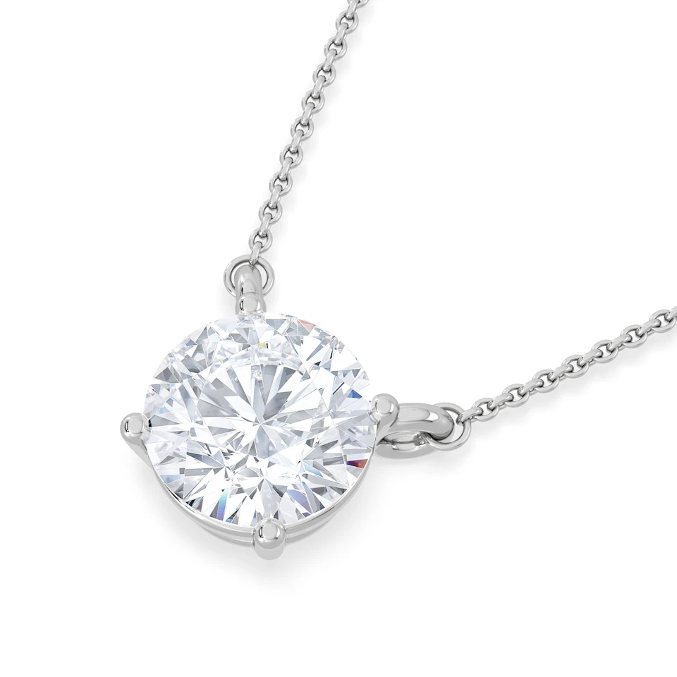 Wanderlust 3.00ct Floating Round Cut Lab Diamond Necklaces in 9K White Gold
