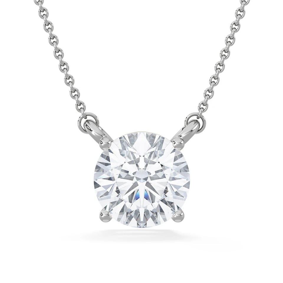 Wanderlust 3.00ct Floating Round Cut Lab Diamond Necklaces in 9K White Gold