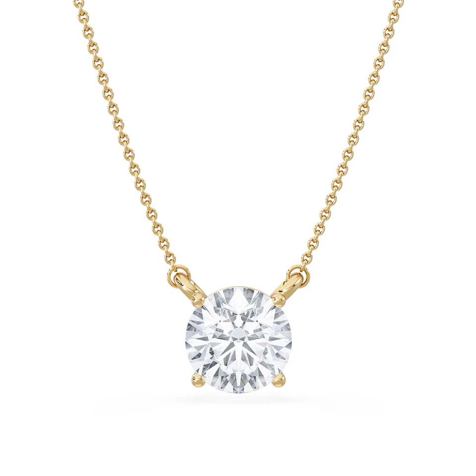 Wanderlust 3.00ct Floating Round Cut Lab Diamond Necklaces in 9K Yellow Gold