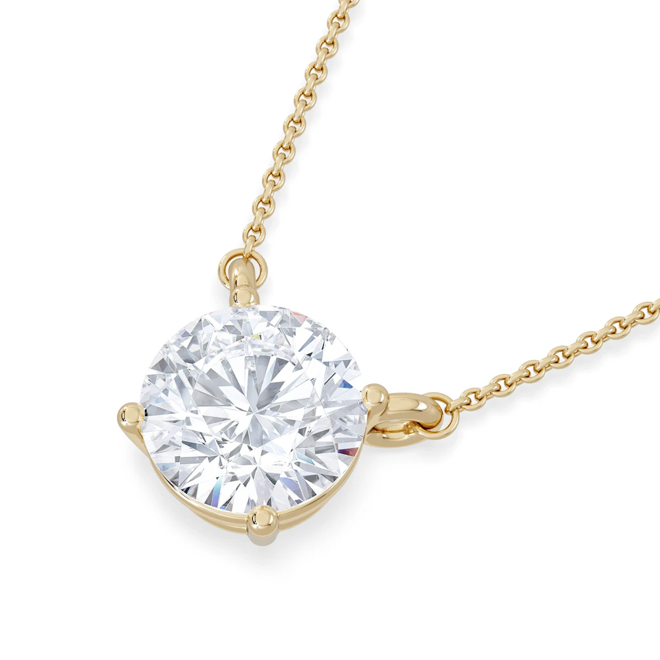 Wanderlust 3.00ct Floating Round Cut Lab Diamond Necklaces in 9K Yellow Gold