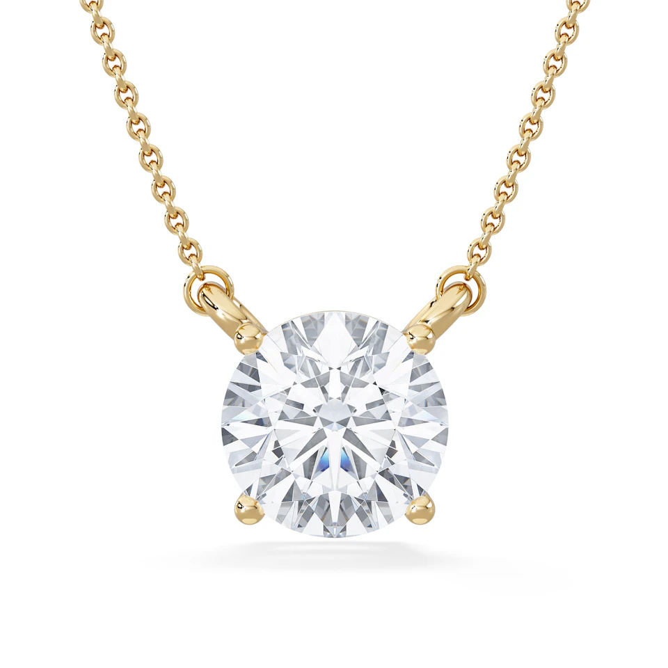 Wanderlust 3.00ct Floating Round Cut Lab Diamond Necklaces in 9K Yellow Gold