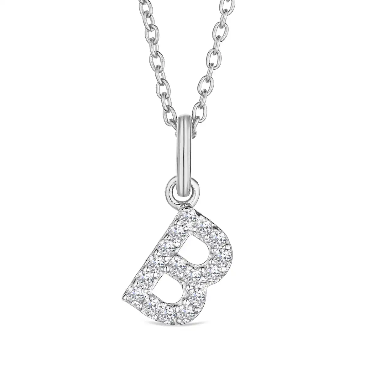 Love Letter Initial B Lab Diamond Necklace set in 925 Sterling Silver