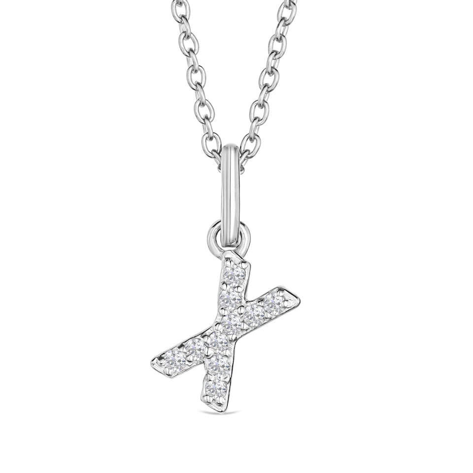 Love Letter Initial X Lab Diamond Necklace set in 925 Sterling Silver