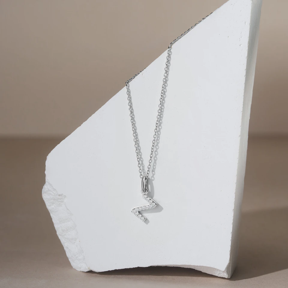 Love Letter Initial Z Lab Diamond Necklace set in 925 Sterling Silver
