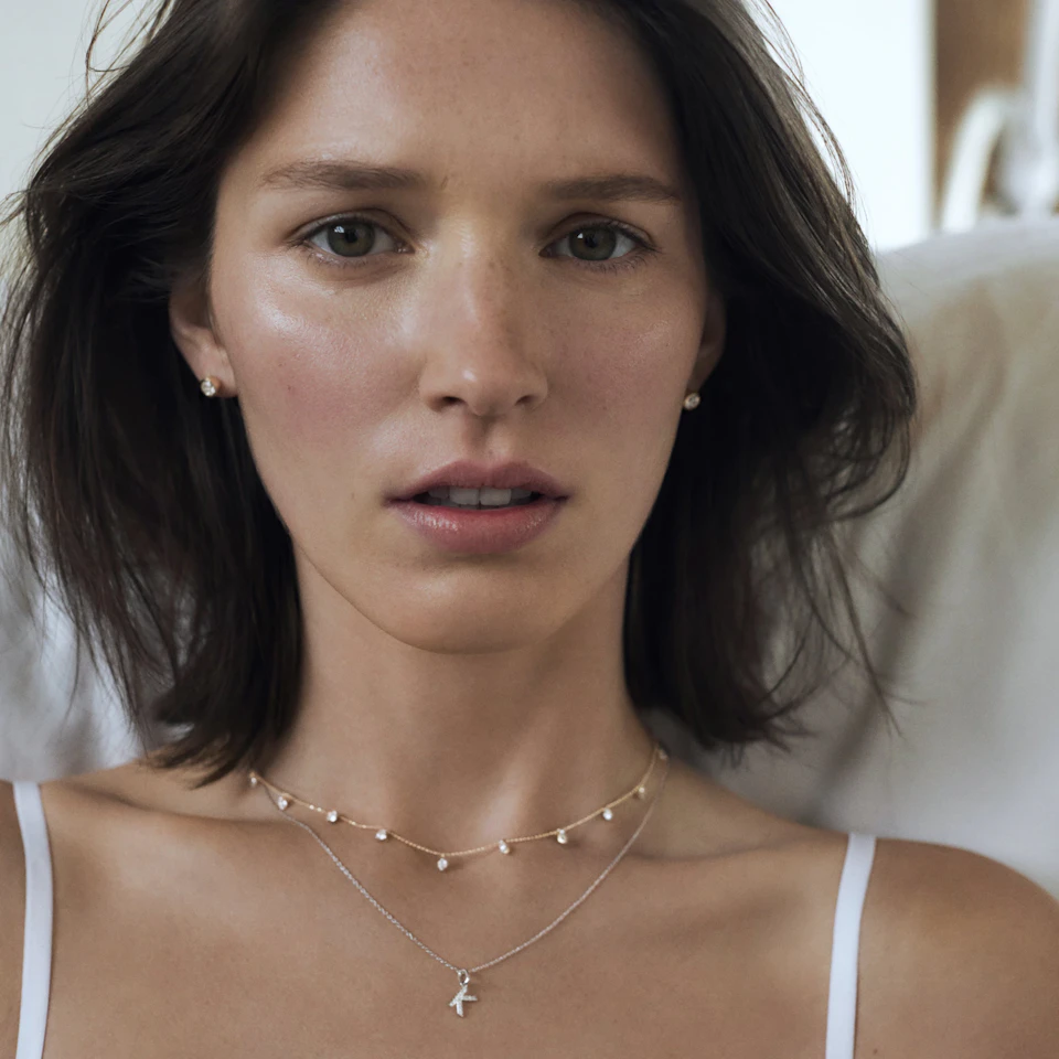 Love Letter Initial Q Lab Diamond Necklace set in 925 Sterling Silver
