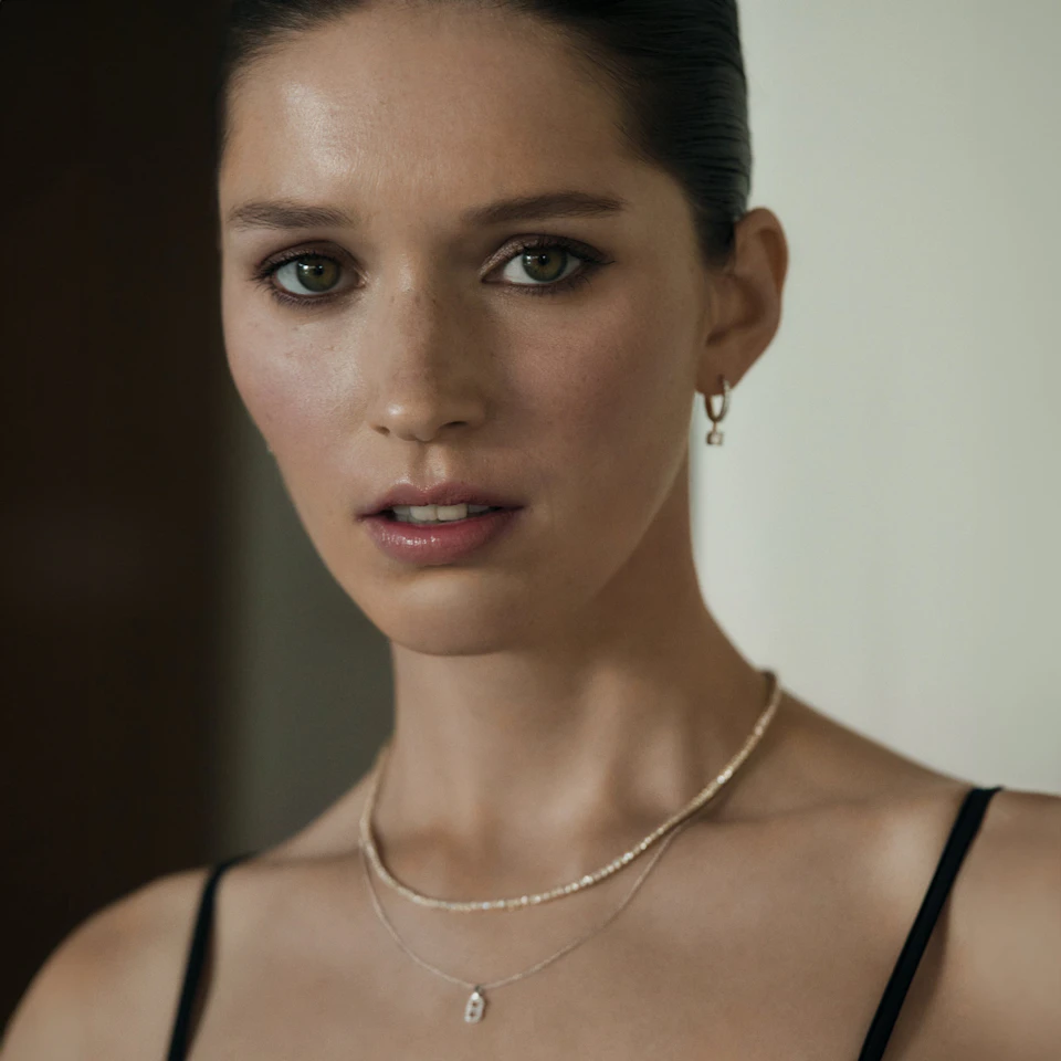 Love Letter Initial B Lab Diamond Necklace set in 9K White Gold