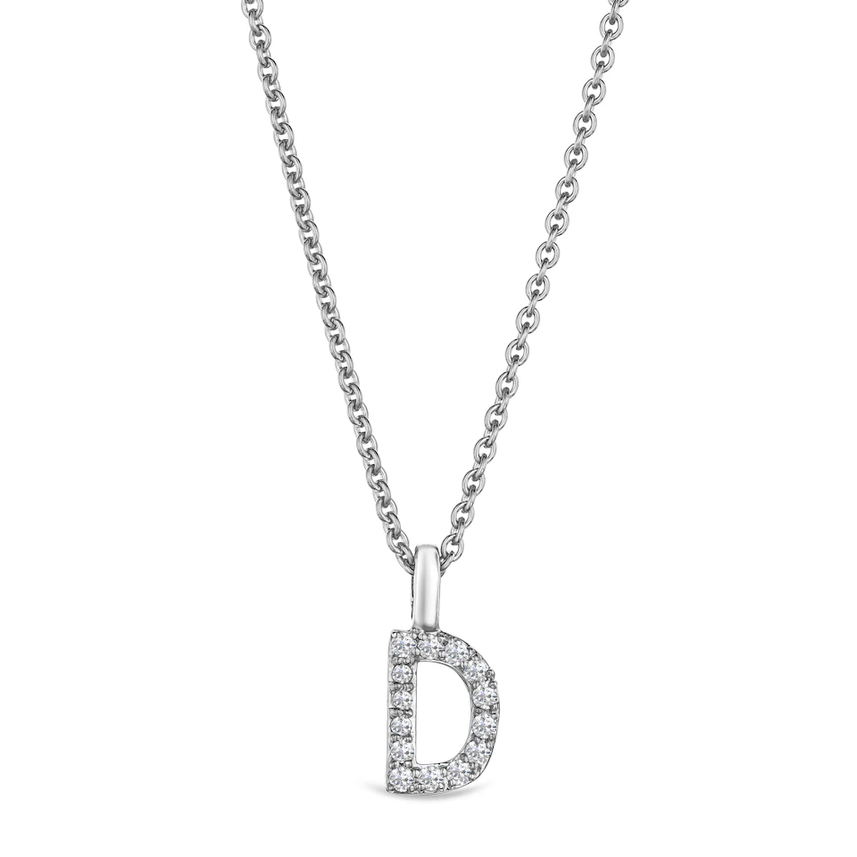 Love Letter Initial D Lab Diamond Necklace set in 9K White Gold