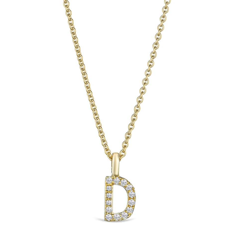 Love Letter Initial D Lab Diamond Necklace set in 9K Yellow Gold