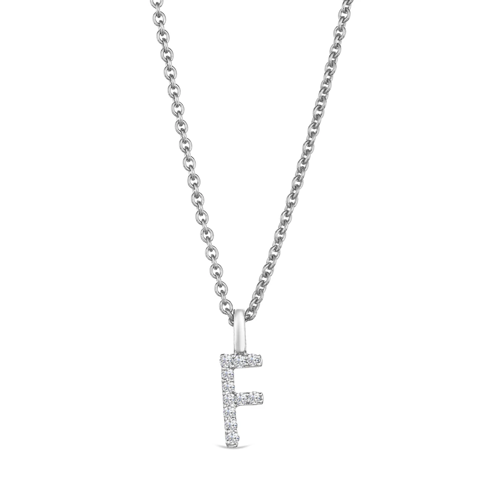 Love Letter Initial F Lab Diamond Necklace set in 9K White Gold