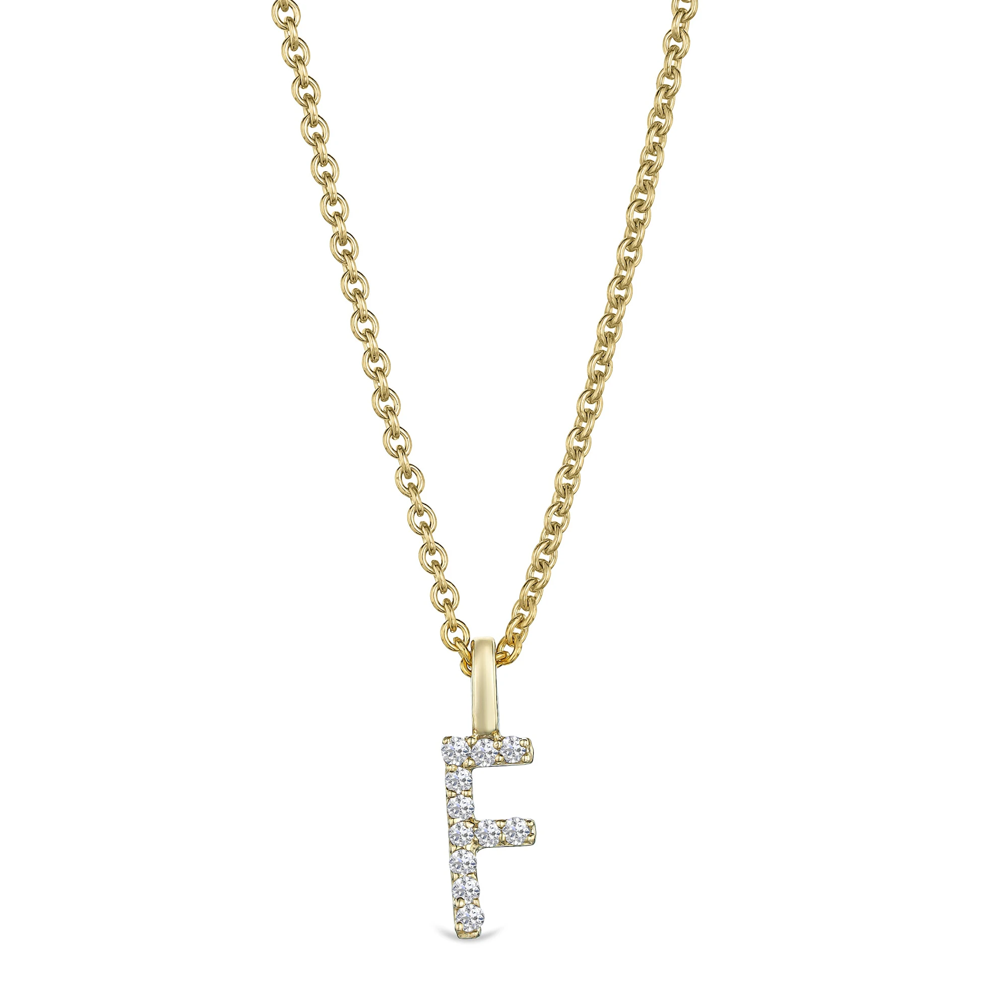 Love Letter Initial F Lab Diamond Necklace set in 9K Yellow Gold