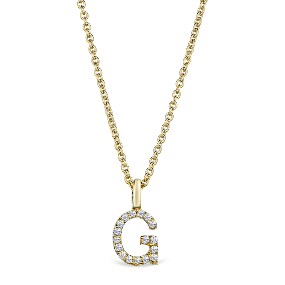 Love Letter Initial G Lab Diamond Necklace set in 9K Yellow Gold