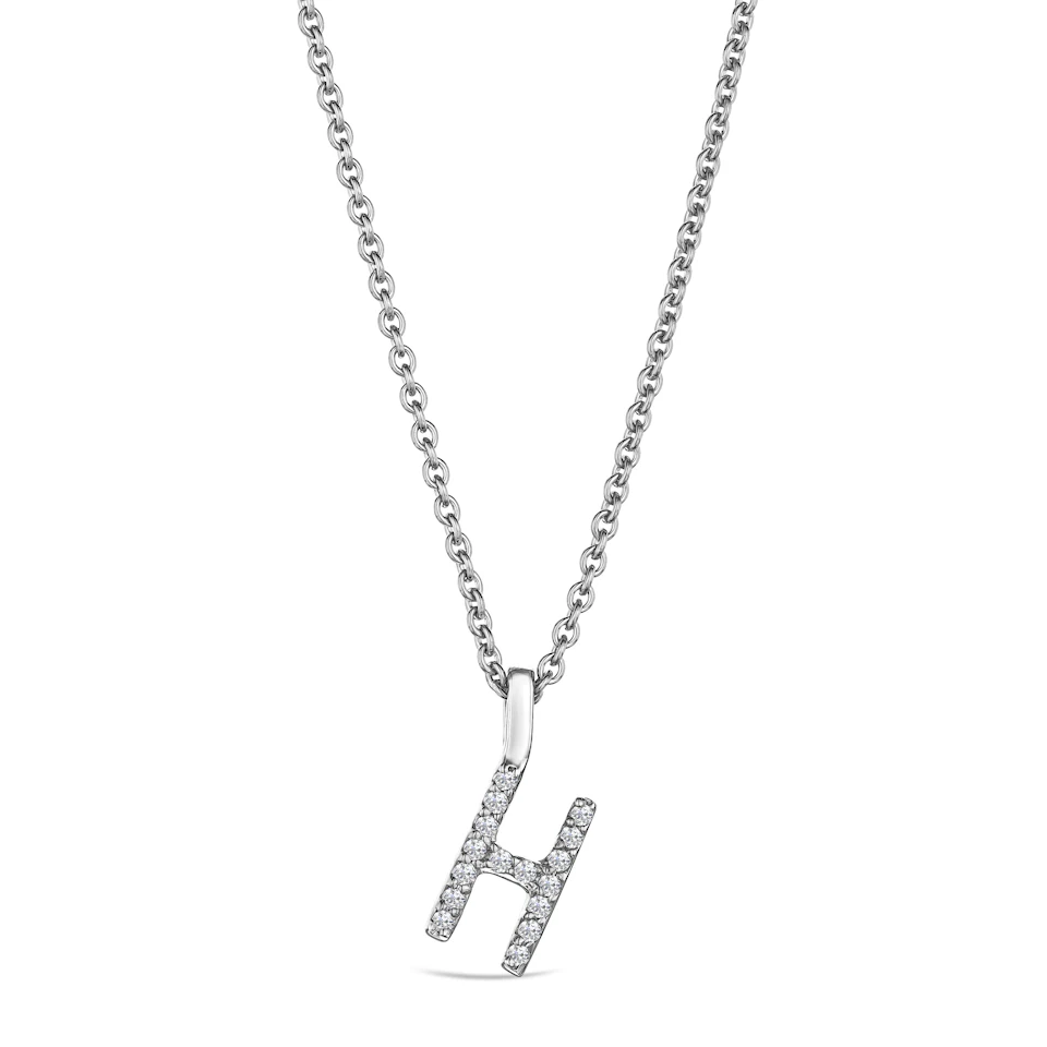Love Letter Initial H Lab Diamond Necklace set in 9K White Gold