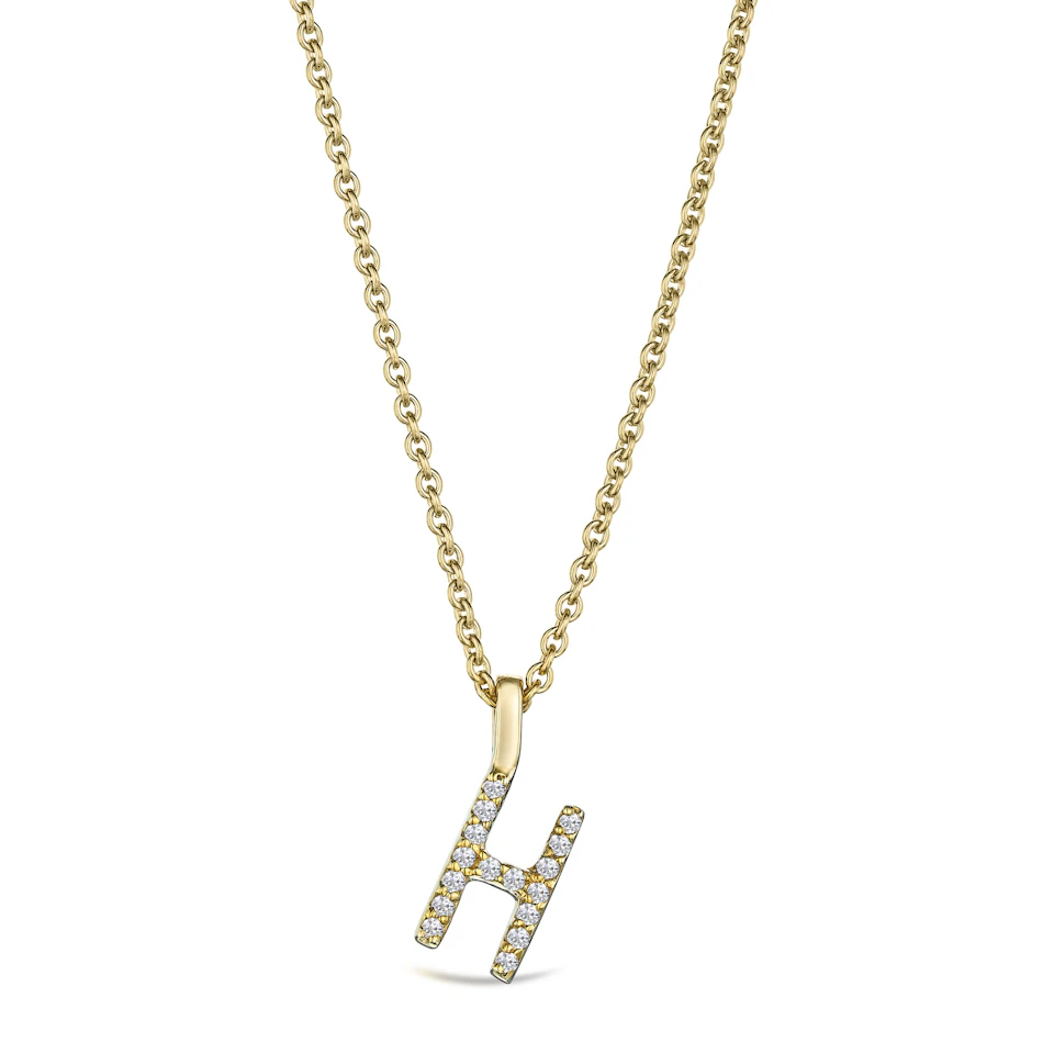 Love Letter Initial H Lab Diamond Necklace set in 9K Yellow Gold
