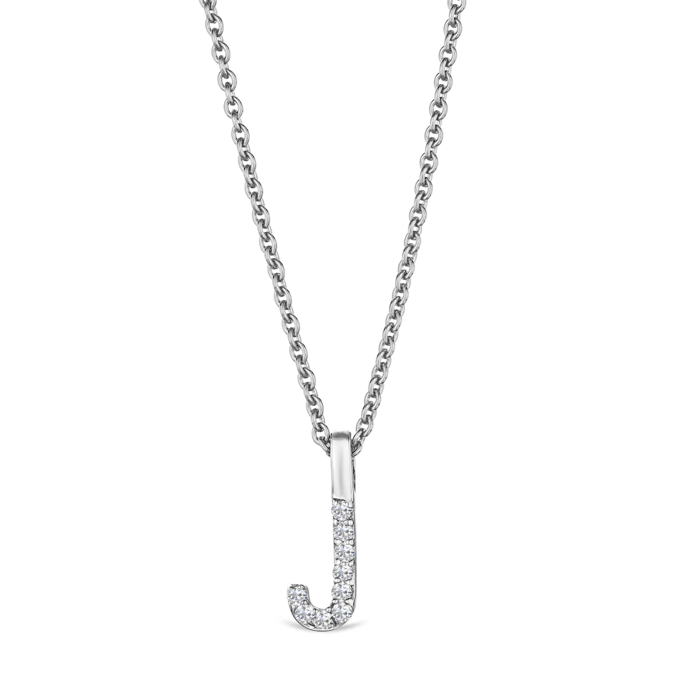 Love Letter Initial J Lab Diamond Necklace set in 9K White Gold