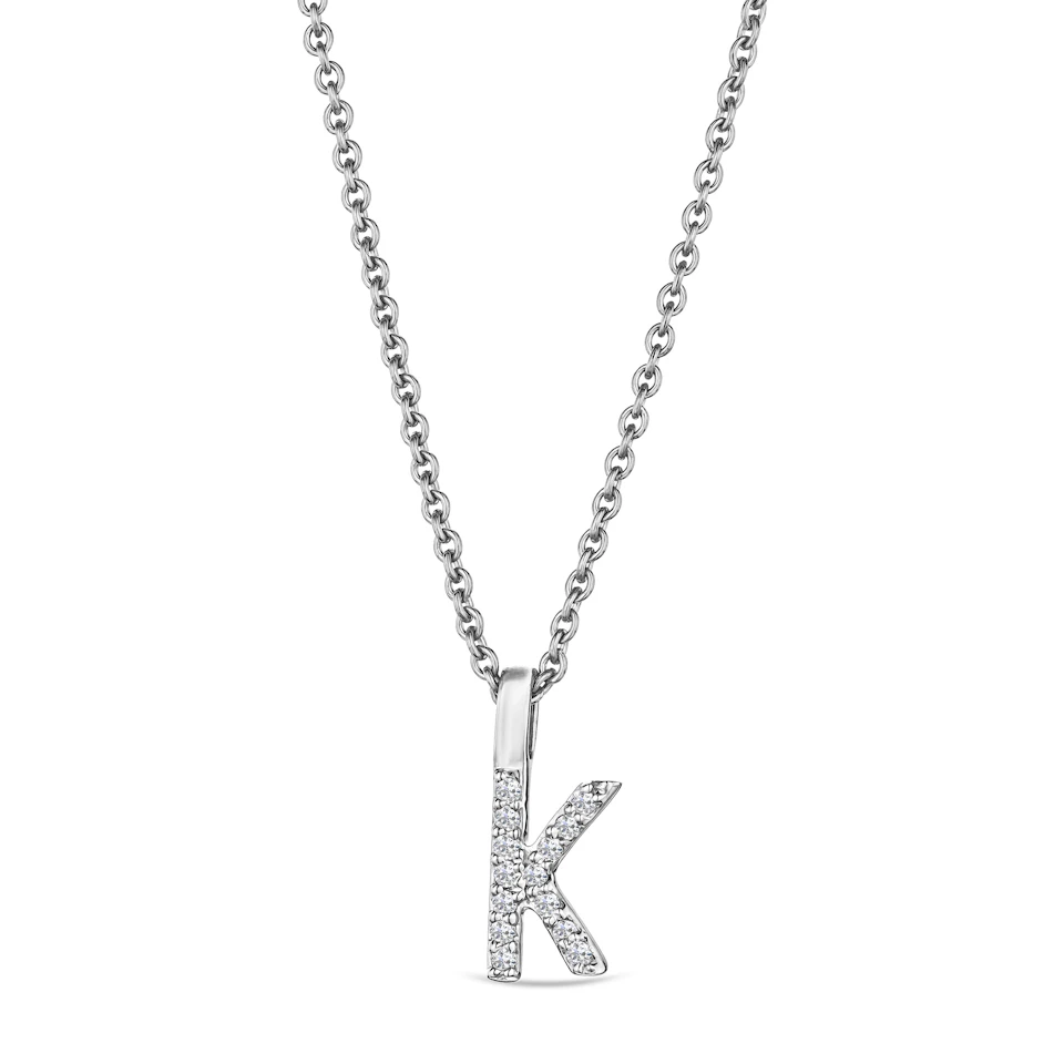 Love Letter Initial K Lab Diamond Necklace set in 9K White Gold