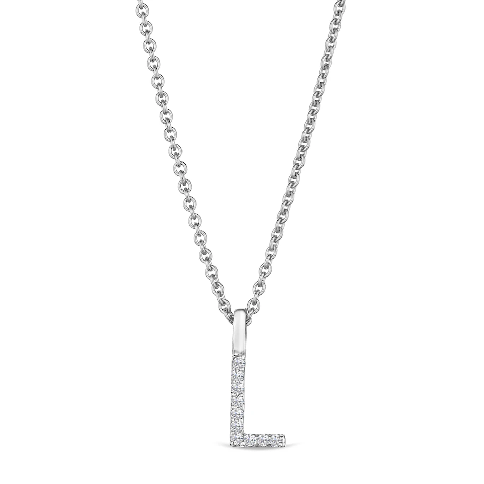 Love Letter Initial L Lab Diamond Necklace set in 9K White Gold
