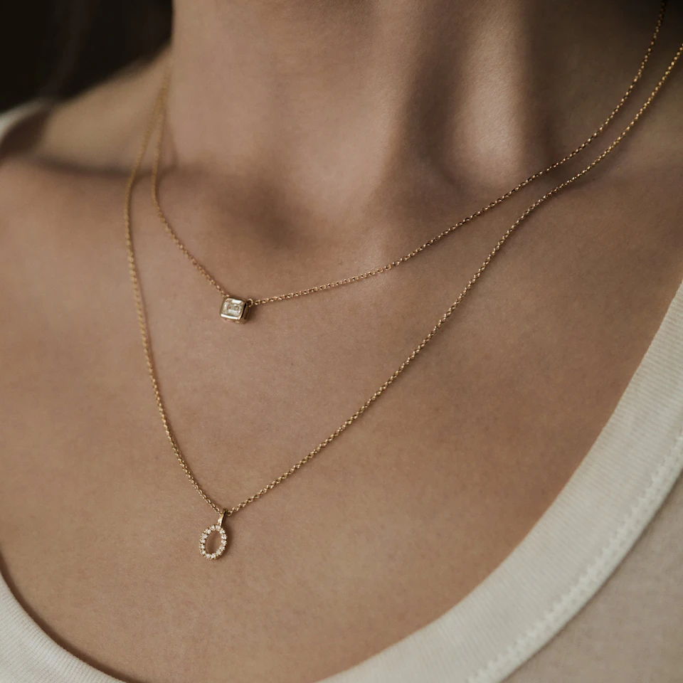 Love Letter Initial D Lab Diamond Necklace set in 9K Yellow Gold