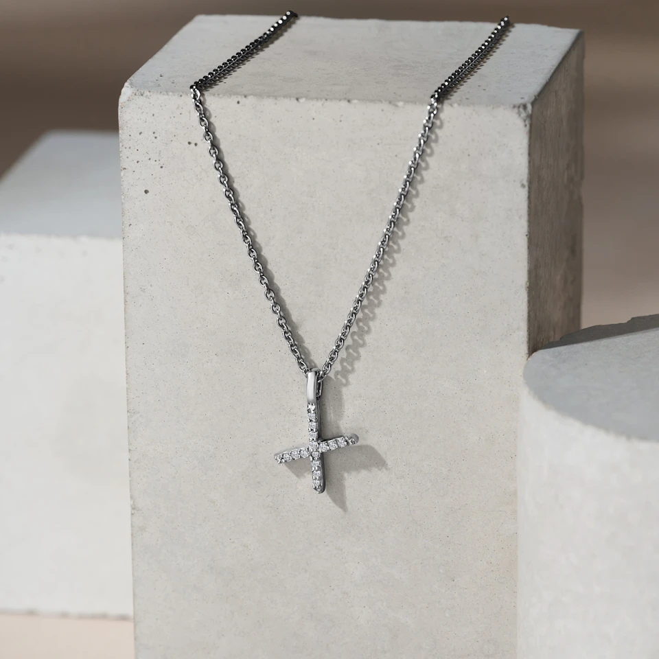 Love Letter Initial X Lab Diamond Necklace set in 9K White Gold