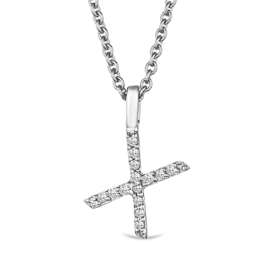 Love Letter Initial X Lab Diamond Necklace set in 9K White Gold