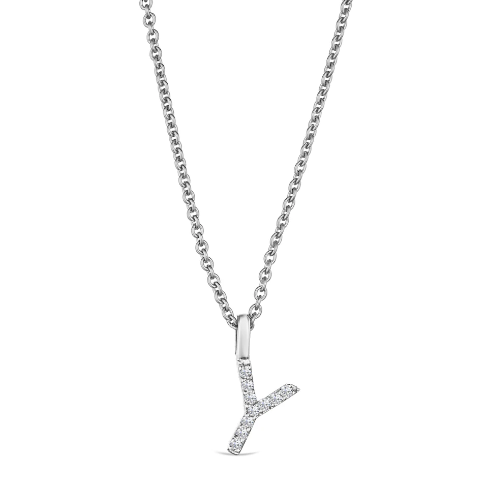 Love Letter Initial Y Lab Diamond Necklace set in 9K White Gold
